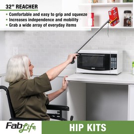 Fabrication 86-0075 Hip Kit #3: 32" Reacher, Straight Handle Sponge, Deluxe Sock aid, Shoehorn, Dressing Stick