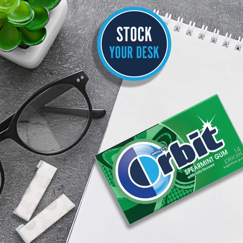 ORBIT Spearmint Sugarless Chewing Gum, 3 Packs of 14-Pieces (42