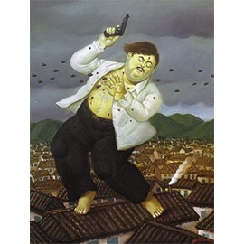 Get Custom Art - Fernando Botero, Death of Pablo Escobar - Canvas Print Rolled in a Tube, Famous Paintings Wall Art Décor (18x24 inch)