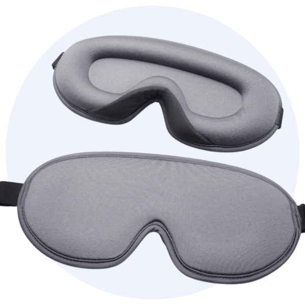 Hilvard Schlafmaske, Augenmask, inklusive Schlaf-Ohrstöpsel, 100% Verdunkelung, verstellbar, ergonomisch, Grau