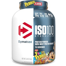Dymatize ISO 100, Protena Aislada de Suero Hidrolizada, Sabor Fruity pebbles, 2.3 kg, 25 g Protena por Porcin, Sin Gluten, 71 porciones               