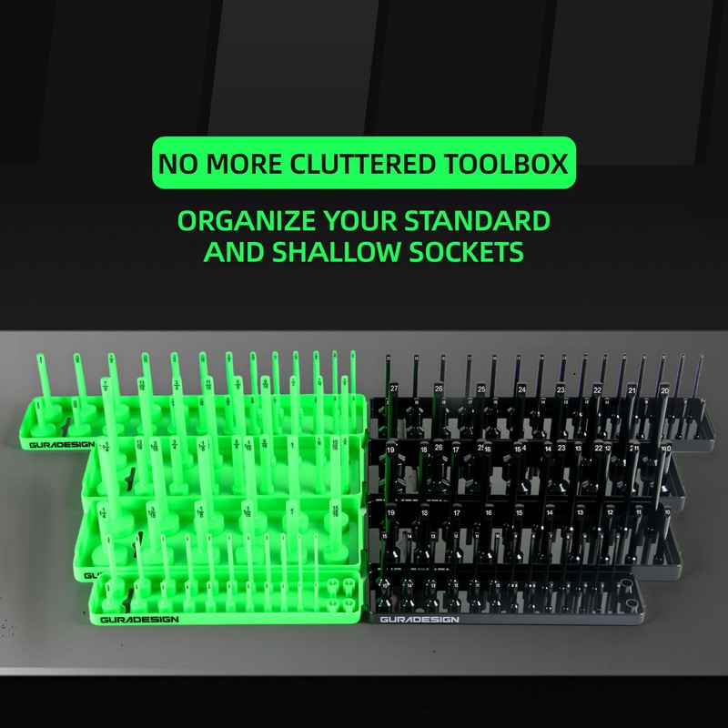 8PCS Socket Organizer Set, Socket Holder, 1/4", 3/8", 1/2" Metric