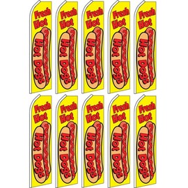 10 Swooper Flutter Flags FRESH HOT Hot Dogs Yellow Red