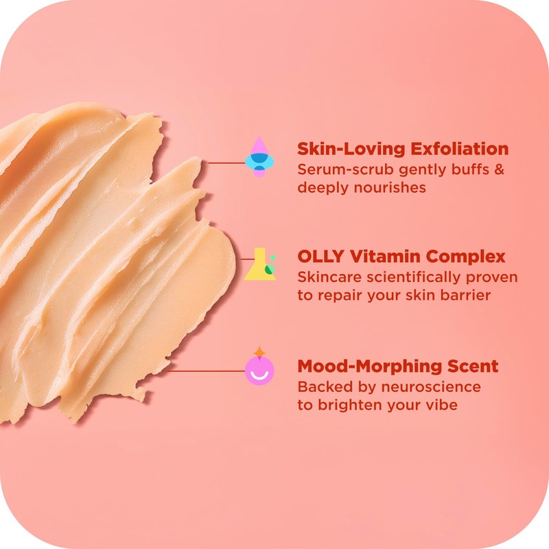 OLLY Bright Body Scrub with Ginseng, Caffeine & Vitamin C–