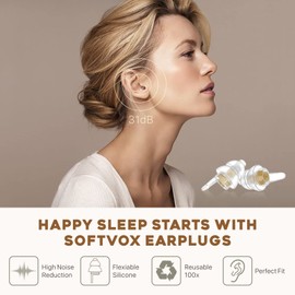 softvox Small Ear Plugs 2 Pairs, Soft Silicone Noise Reduction Earplugs for Adults Kids 12+, Sound Blocking Earbuds for Sleeping, Snoring, Work, Concerts, Music,Travel,Motorcycle