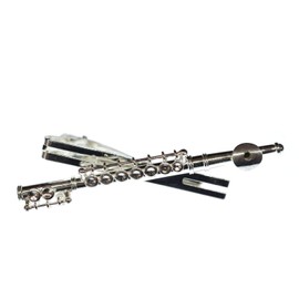 Miniblings Flute Tie Pin, Tie Holder, Flautist Music Silver + Box, Handmade Fashion Jewellery, Men's Jewellery, Tie Clip, Metal