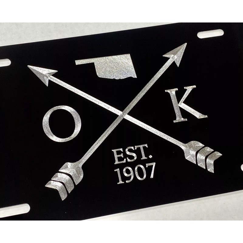 Diamond Etched Products Engraved Oklahoma OK State Car Tag Diamond