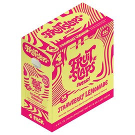 Fruit Slaps Caffeinated Fruit Blend – Strawberry Lemonade, Natural Caffeine, Real Fruit, Prebiotic Fiber – Energy Boost for Focus & Gut Health – Resealable On-the-Go Pouch, 65mg Caffeine, 4oz, 4 Count