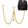 Gold Colour Double Albert Pocket Watch Chain With Crown Pendant