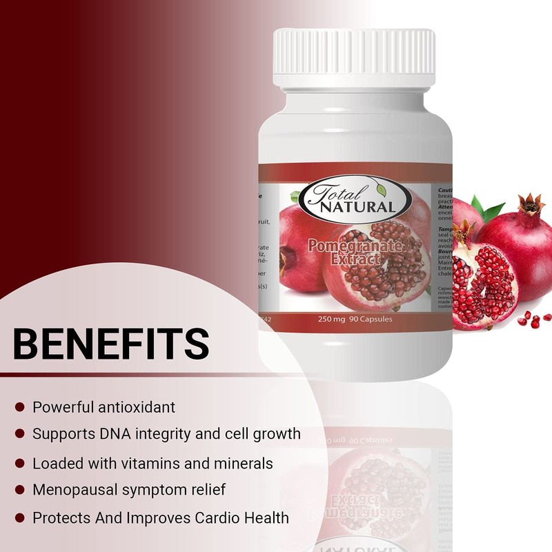 Pomegranate Extract 250mg 90c [1 bottle] by Total Natural, Kidney