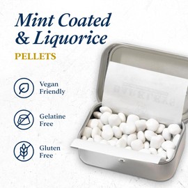 Barkleys Black Licorice Candy, Mint Coated - Licorice Pellets Covered with Refreshing Mint- Gluten Free Licorice, Gelatine Free, Vegan (1 Can x 18 gr.)