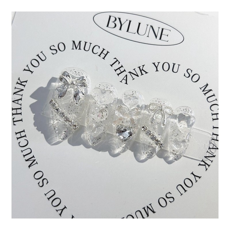 Transparent Silver Handmade Nail Tips Ice Clear Nail Tips -