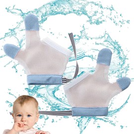 WADY Tope para Chuparse El Dedo | 1 Par Protector De Succión De Dedos Resistentes Mordeduras,Tapón Ventosa Pulgar Y Protesucción Pulgar, Protectores para los Dedos para BebéS (Azul, L)