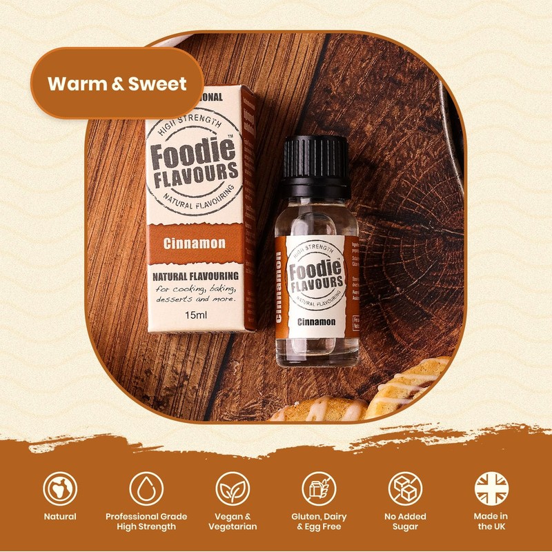 Foodie Flavours Cinnamon Natural Flavouring, High Strength - 15ml