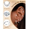 Silver Stud Hoop Earrings for Women - 7 Pairs Hypoallergenic