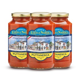 Chef Pèpe's Little Napoli Puttanesca Sauce - Premium Pasta Sauce made with San Marzano Style Tomatoes and No Preservatives - 3 Pack