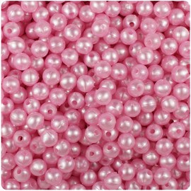 BeadTin Light Pink Pearl 6mm Round Craft Beads (500pcs)