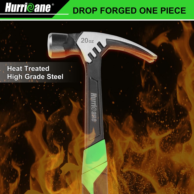 HURRICANE 20 oz Claw Hammer with Magnetic Nail Holder, Straight