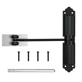 Automatic Door Closer, Door Closer, Adjustable Closing Force, Spring-Loaded Door Closer with 4 Screws and Adjustment Lever, Automatic Door Closer for Room Door, Office, Garden Gate, Black