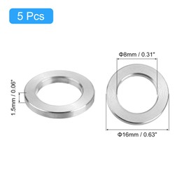 uxcell 5 Pcs M8 Titanium Flat Washer Metric Flat Washer for Screw Bolt Nut Motor Maintenance Silver