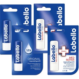 Labello 2x Classic Care, 2x Med Protection Lip Balm Bundle