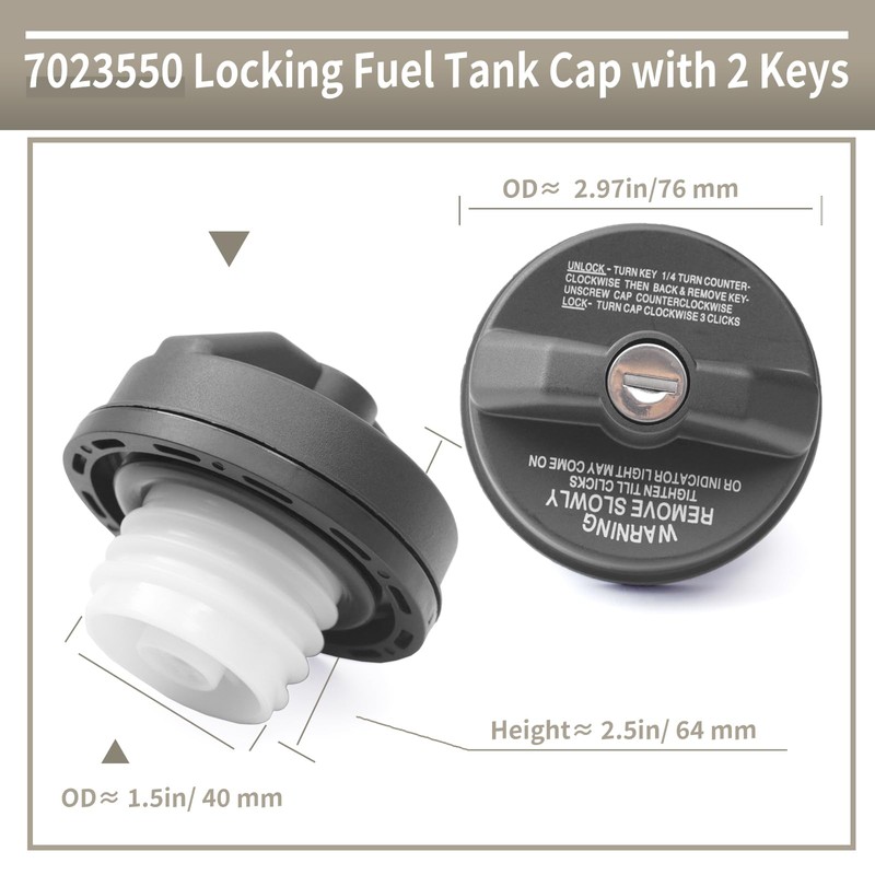 YIYANTO 7023550 Locking Fuel Tank Cap Replacement for Bobcat Excavators