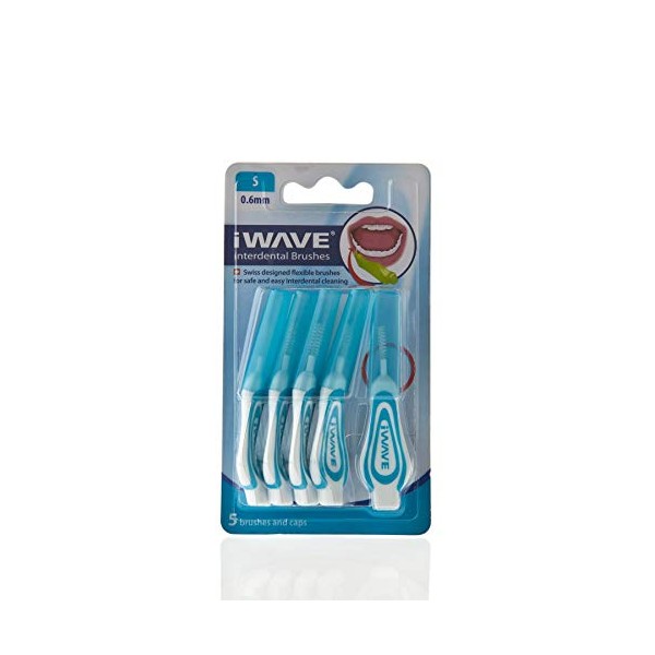 iWAVEÂ® Interdental Brushes, Blue, 3 ISO x 0.6mm, 5 Count. Developed in Association with Swiss Dental Specialists.
