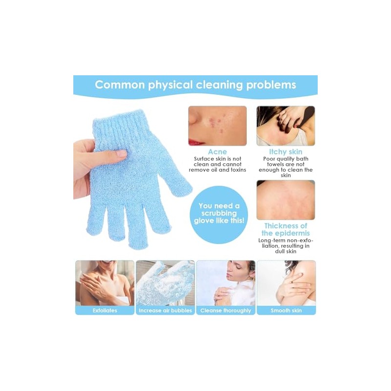 Guantes Baño Pares Exfoliantes Ducha Nailon Súper Suaves Doble Cara