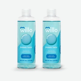 Willo Liquid Fluoride Free Toothpaste for Kids - for Use with AutoFlo Plus - Toothpaste (2-Pack, 8oz) - Bubble Twist