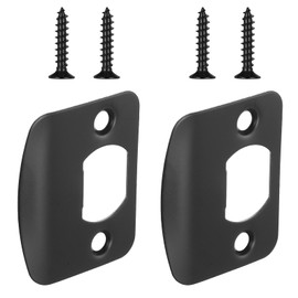 Door Strike Plate 2-1/4"x1-3/4", 2 Pcs Universal Round Corner Design Stainless Steel Construction Extended Lip Door Latch Plates Hardware with 4 Pcs 0.8" Screws for Interior/Exterior Doors (Black)