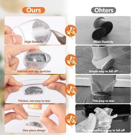 16Pcs Chair Floor Leg Protectors, BAIPOK Silicon Chair Leg Caps for Hardwood Floors, Furniture Feet Protectors Pads, Rectangle Chairs Leg Covers With Stronger Felt Pads