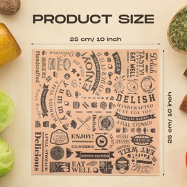 Outus 600 Pcs 10 x 10 Inch Deli Wax Paper Sheets Grease Resistant Tray Basket Liners Newsprint Paper Water and Grease Proof Sandwich Wrapping Square Hot Dog Wrappers for Food Baking (Brown)