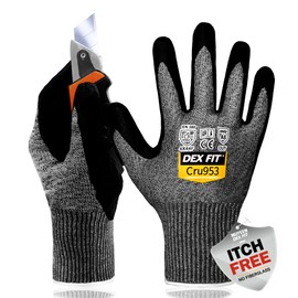 DEX FIT Level 8 Cut Resistant Gloves Cru953; 3D-Comfort Fit and Dexterity, Firm Grip, Thin & Lightweight, Touchscreen, Durable Steel Fibers, Breathable, Machine Washable; Grey XL (10) 1 Pair