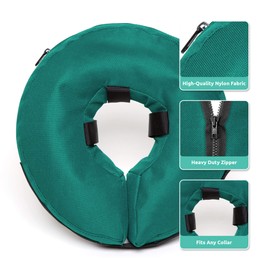 ZenPet Protective Inflatable Recovery Collar for Dogs and Cats (Teal) - Soft Pet Cone Does Not Block Vision E-Collar - Designed to Prevent Pets from Touching Stitches, Wounds and Rashes (X-Small)