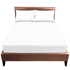 Easy Care Deep Fitted Sheets Double Bed, Breathable & Lightweight Plain Dyed Double Bed Sheet, Non Iron Polycotton Elasticated Corner Bedding Double Fitted Sheet, White