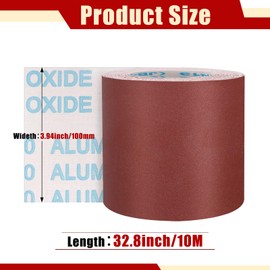 SIJDIEE 240 Grit Sandpaper Roll, 3.94'' x 32.8 Feet Aluminum Oxide Abrasive Emery Cloth Sand Paper Roll, Red Longboard Sandpaper for Drum Sander Metal Wood Furniture Finishing, Metal Sanding