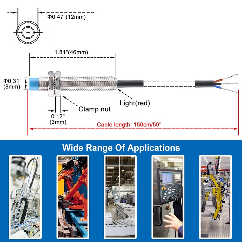 Baomain Sensor Proximity Switch LJ8A3-2-Z/BY Dc 3-Wire 10-30v 200ma 2mm