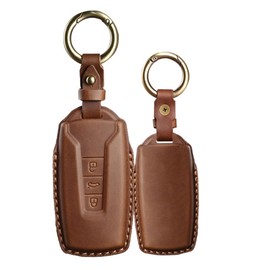 KUNIO Key Case Suitable for VW Touareg EL 2019 2020 2021 2022 2023 Leather Car Key Cover Key Cover Key Case Key Protector A Brown, A brown