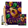 Breeze Decor Mardi Gras Balloons Burlap Garden House Flags Kit