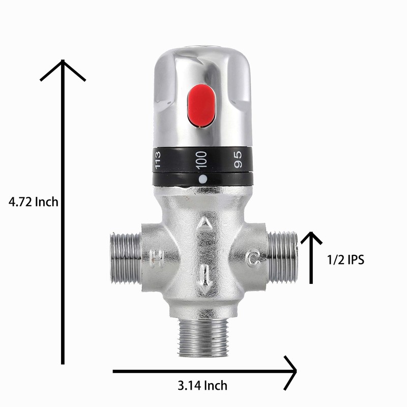 TreMax Thermostatic Mixing Valve,Shower Water Mixing Valve, With 1/2“G to