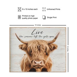 Scottish Highland Cow Wall Art - Inspirational Quotes - Farm Wall Decor - Cute Cow Inspirational Wall Art - Rustic Farmhouse Wall Art - Country Wall Decor - Barn Wall Art - Western Wall Decor - 8x10
