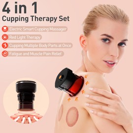 UBALANCE Cupping Kit for Massage Therapy, Cupping Therapy Set 6 Cups, Electric Smart Cupping Machine, 4 in 1 Negative Pressure Massager with 12 Modes for Fatigue Relief, Black