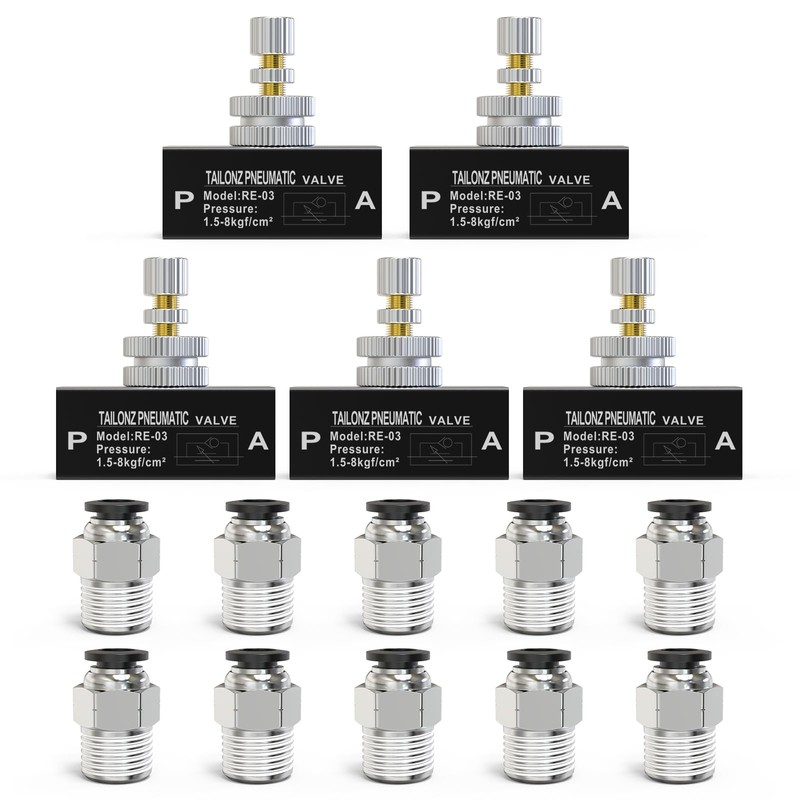 TAILONZ PNEUMATIC Air Flow Control Valve with Push-to-Connect Fitting, in-Line