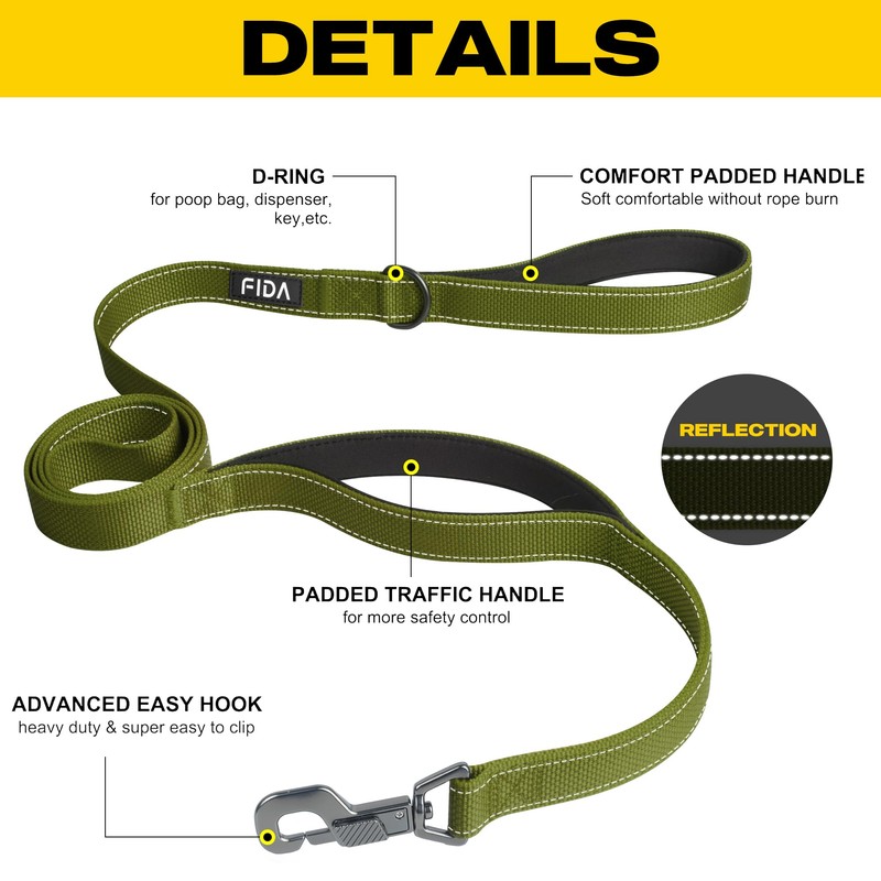 Fida Fida 4 FT Heavy Duty Dog Leash with 2