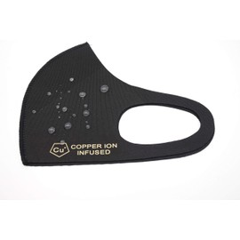 3D Face Mask - Copper Ion infused - Neoprene - Black - Washable & Reusable with Antibacterial Nano Copper Ions. Waterproof. UK. Covering Commuting Anti Pollution Facemask Bike Motorcycle Sports Adult