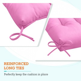 EAGLE PEAK Tufted Outdoor/Indoor High Back Patio Chair Cushions, Set of 2, 46'' x 22'', Pink