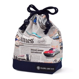 COLORFUL CANDY STYLE N3587700 Drawstring Bag, Small, Cup Bag, Drawstring Bag, For Children, Elementary School Students, School Entrance, Boys, Bullet Train and Railway World, Gray