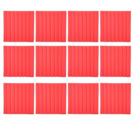 12Pcs SoundAbsorption Panels 8 Grooves Triangle Acoustic Foam Sound Proof Material(Rouge )