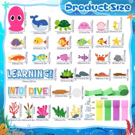 Pasimy 51 Pcs Ocean Bulletin Board Under the Sea Classroom Decorations DIY Sea Animals Octopus Fish Decor Dive into Learning Cutouts for Back to School Summer Party Supplies