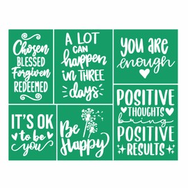 Christian Self Adhesive Silk Screen Printing Stencils Inspirational Word Stencils Positive Motivational Quotes Faith Bible Chalk Paste Paint Stencil for Craft on Wood/Fabric/Plate/Card/DIY Home Decor